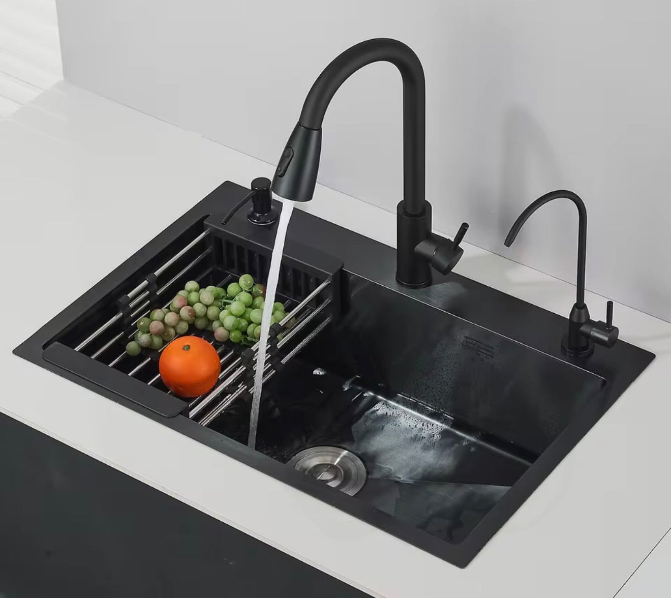 Fregadero de Cocina de Acero Inoxidable 55x45 / 80x45 cm con Mezcladora y Dispensador de Jabón