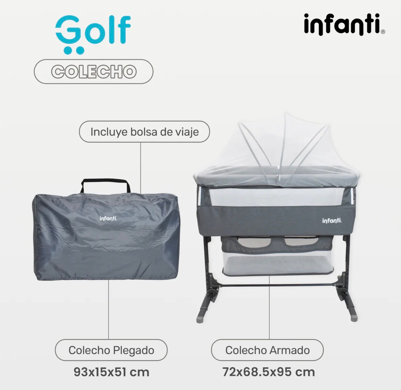 Cuna Colecho Infanti Golf Antireflujo y Mecedora