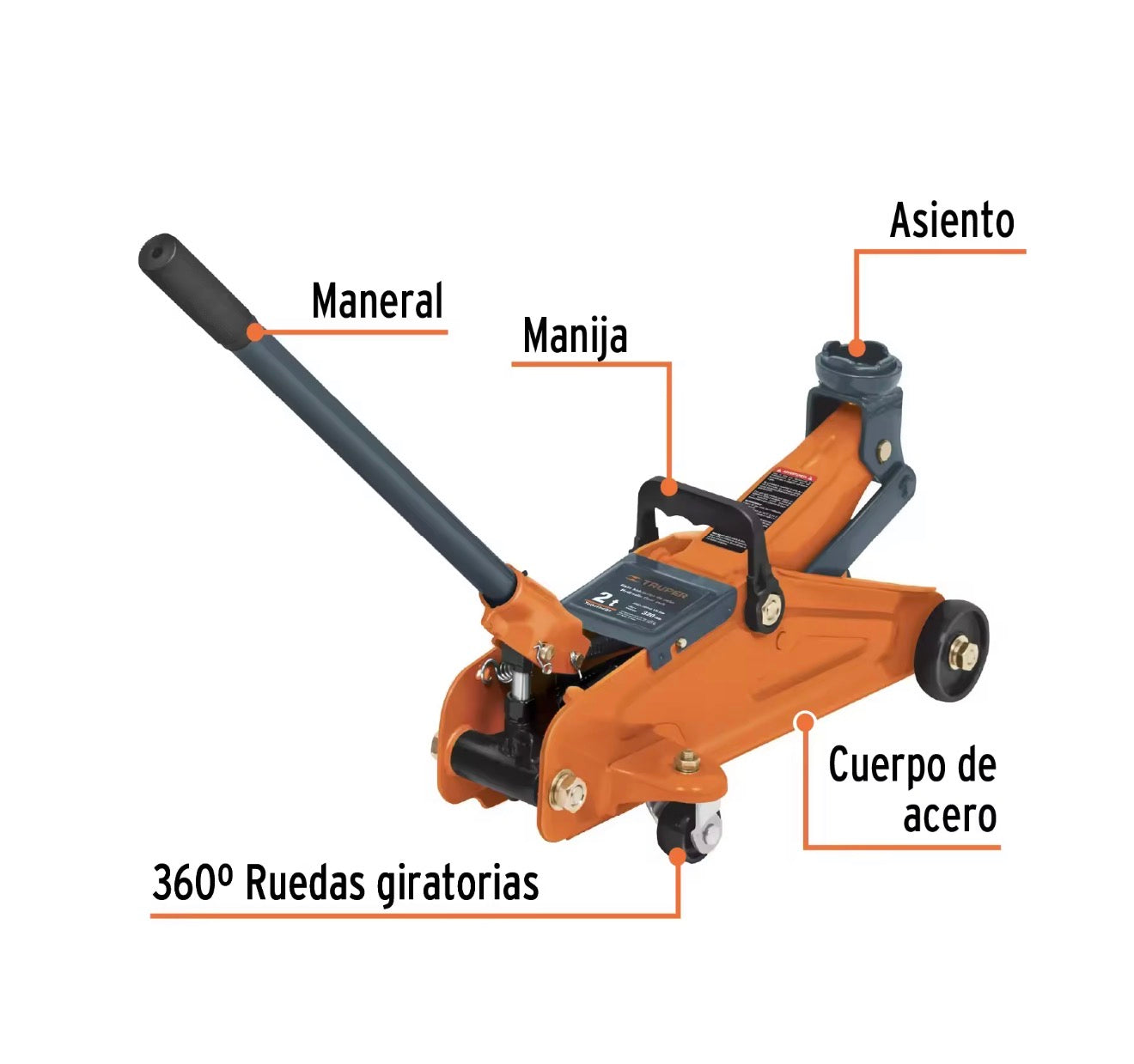 Gato hidráulico de patín Truper 2 toneladas