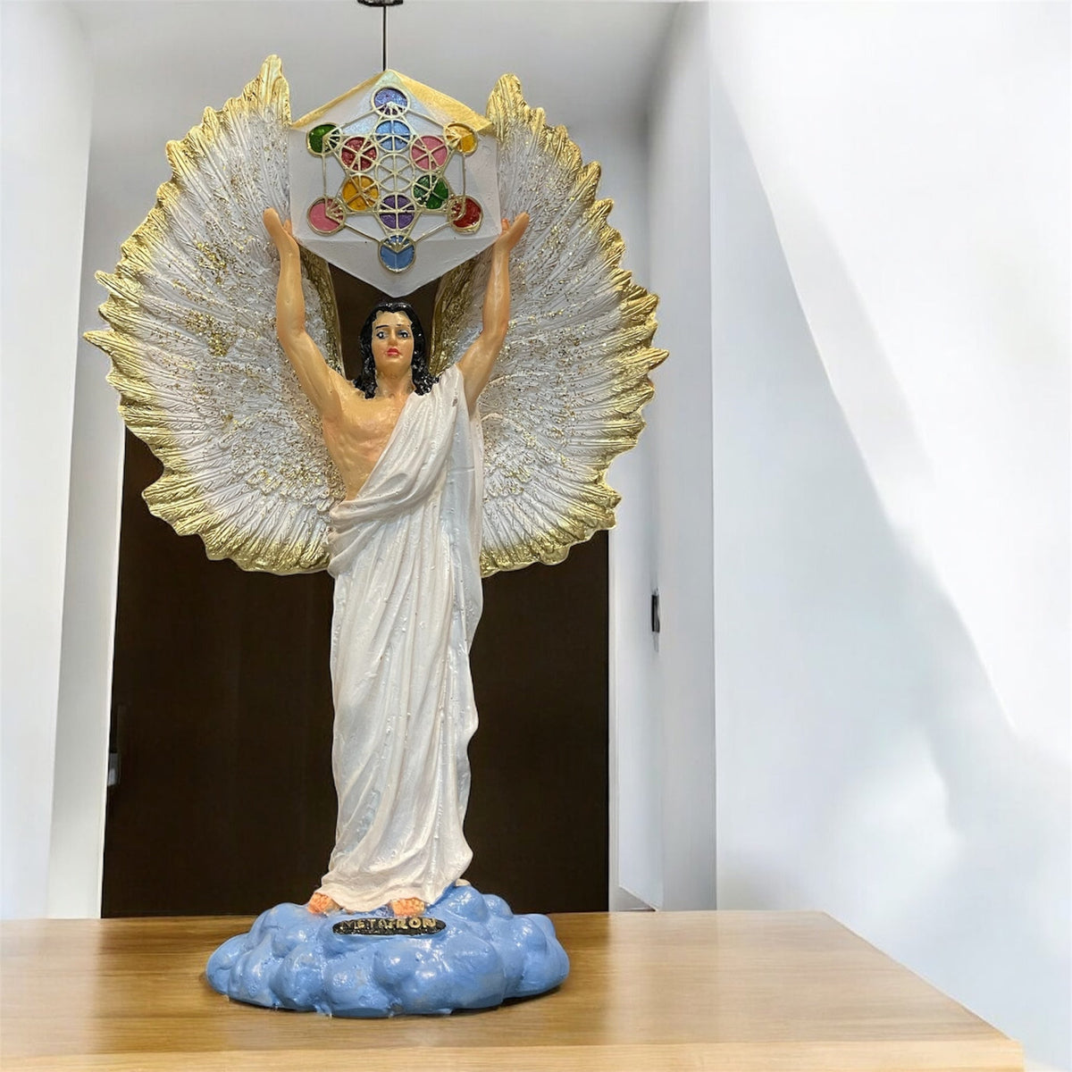 Metatron Arcangel Resina Nacional Pintado A Mano 32 Cm