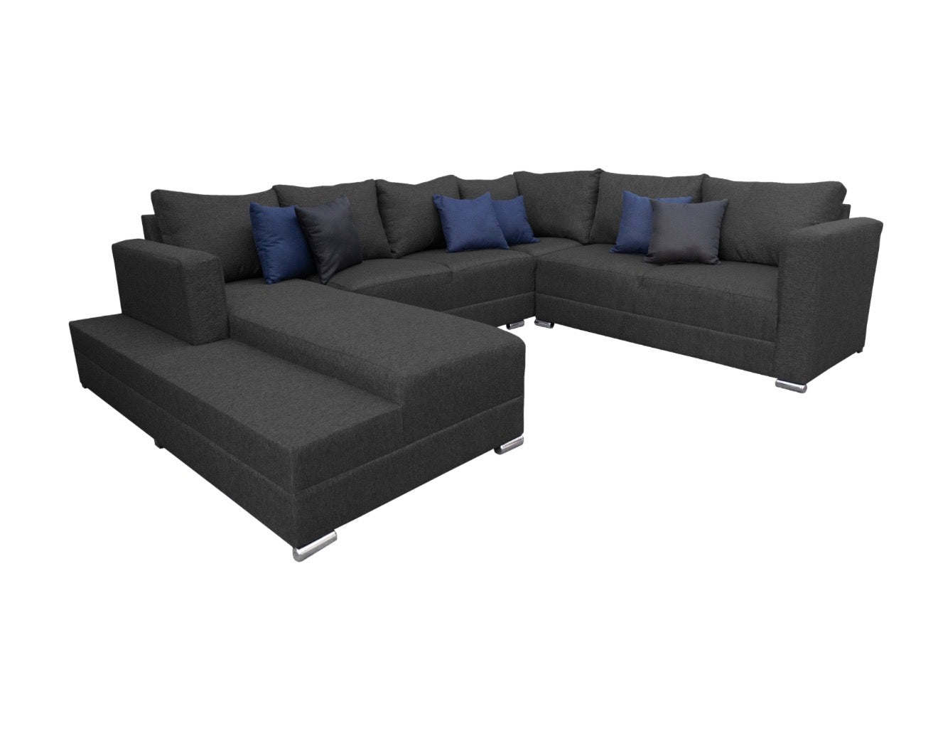 Sala Corbel - Esquinera en "U" Gris Oxford, 200x315x255 cm, 4 salas en 1