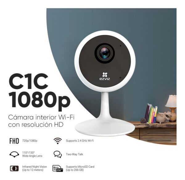 Cámara Cctv Wifi Ezviz Cs-C1C Ip 2Mp Para Interiores Detección De Movimiento