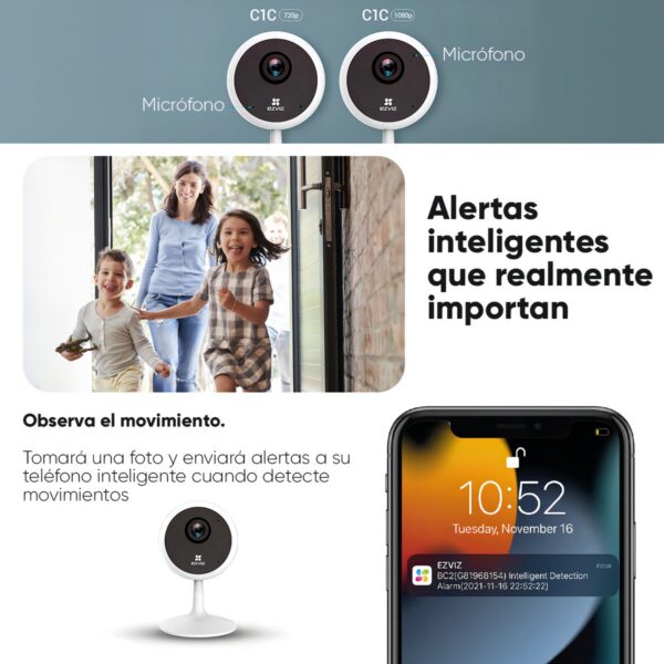 Cámara Cctv Wifi Ezviz Cs-C1C Ip 2Mp Para Interiores Detección De Movimiento
