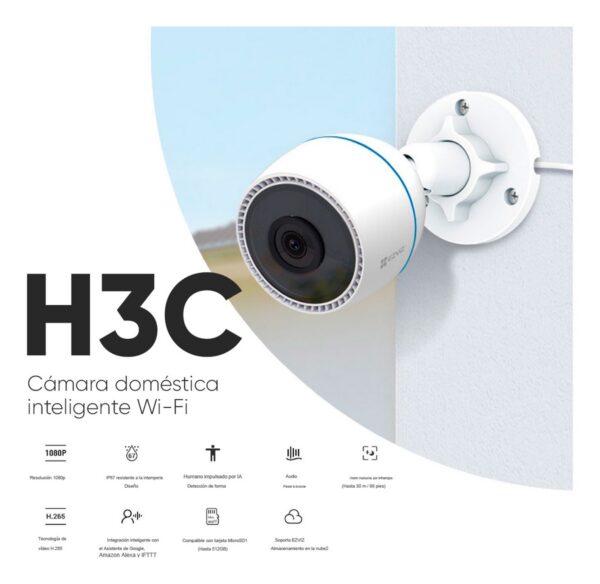 Cámara Cctv Wifi Ezviz Cs-H3C Bala Resolución 2Mp Micrófono