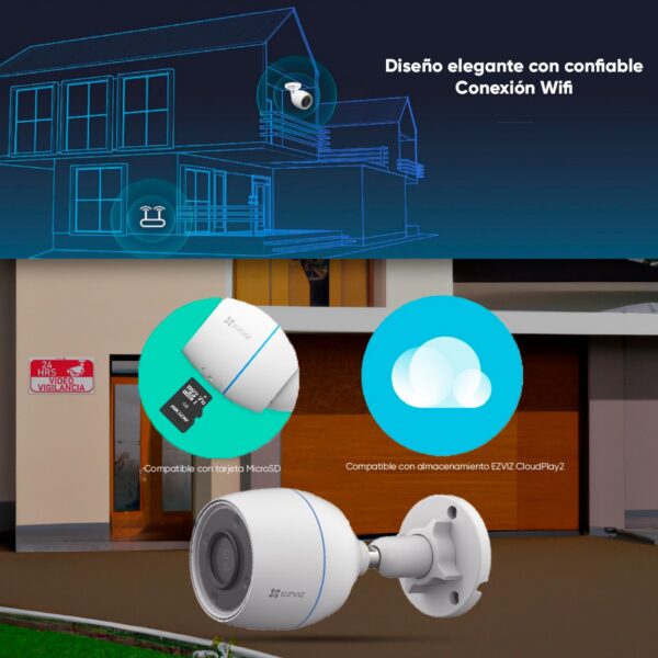 Cámara Cctv Wifi Ezviz Cs-H3C Bala Resolución 2Mp Micrófono