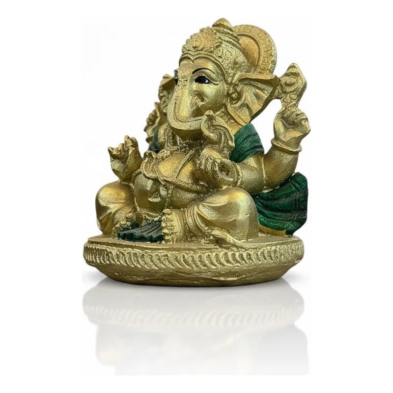 Ganesh Figura De Resina De 8 Cm De Atura Dorado