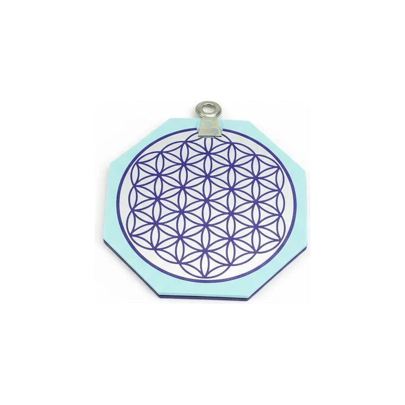 Espejo Octagonal Flor De La Vida 9cm Morado