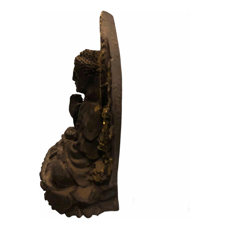 Buda Con Círculo 12 Cm Figura De Resina Negro