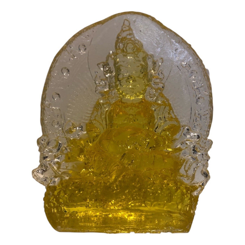 Dzambhala De La Prosperidad Buda En Resina Cristal 12cm Amarillo