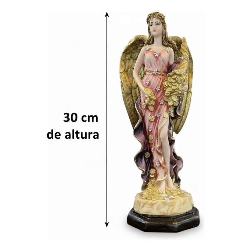 Angel De La Abundancia, Abundia Figura De Resina 30x12x10 Cm Capa Purpura