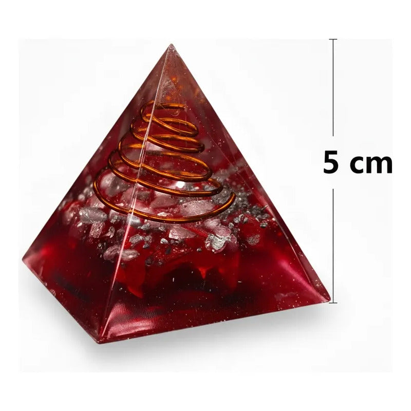 Piramide Orgonita 5 Cm De Altura Rojo