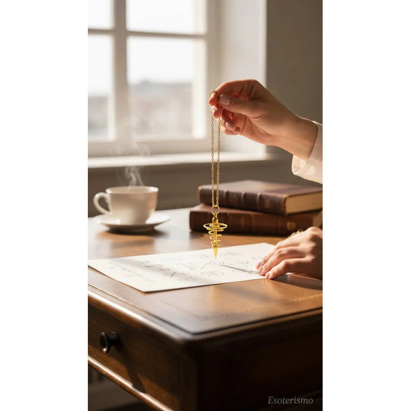 Pendulo Testigo Laton Varios Modelos Radiestesia Reiki Espiral Dorado