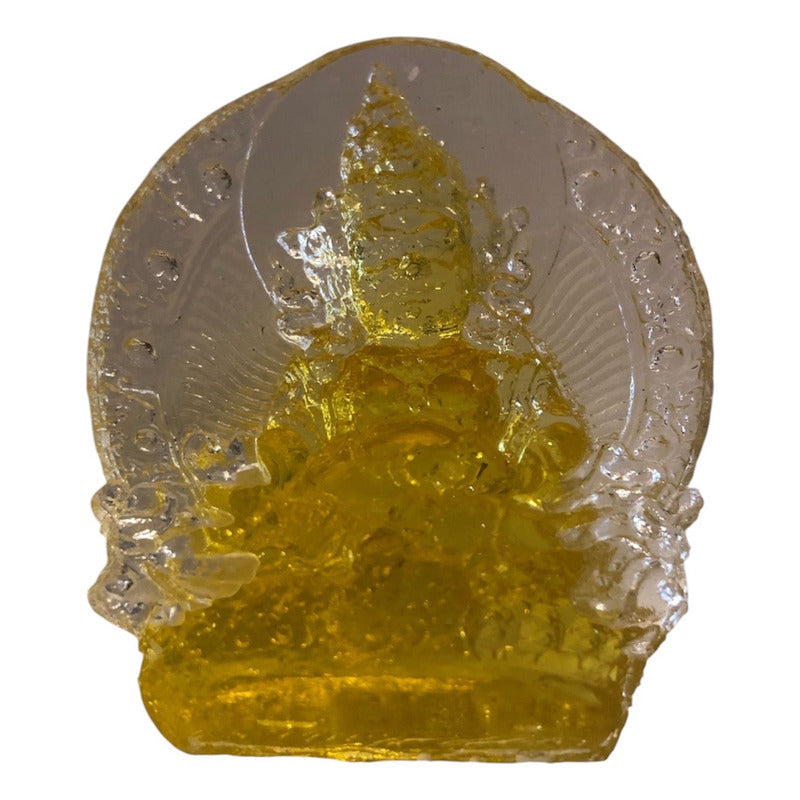 Dzambhala De La Prosperidad Buda En Resina Cristal 12cm Amarillo