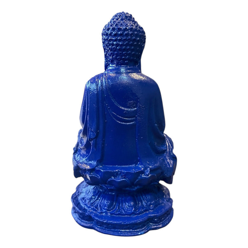 Buda Azul 10cm Figura De Resina. Azul