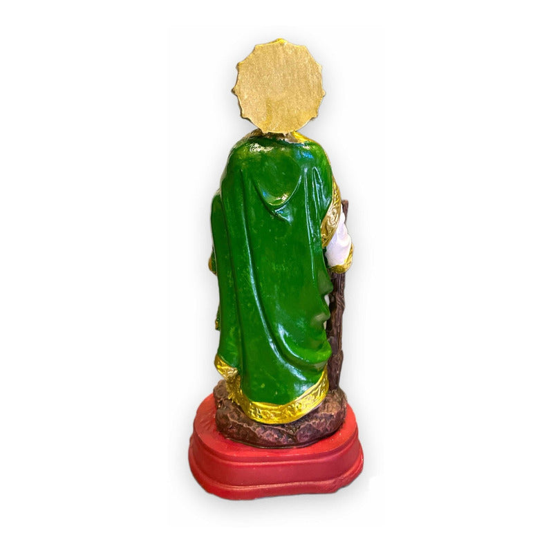 San Judas Tadeo Escultura D Resina Hecho A Mano 14.4x5x6.4cm Verde/blanco