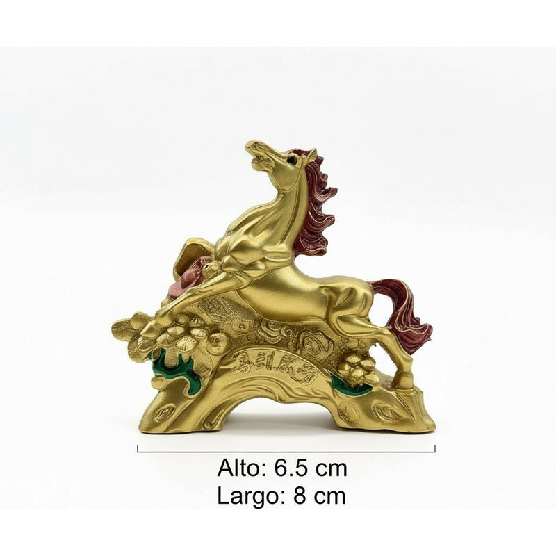 Caballo Del Año Chino Figura De Resina 6.5x8x2.5cm Dorado