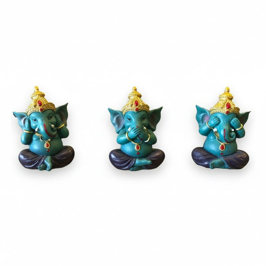 Juego De 3 Ganesh 10cm