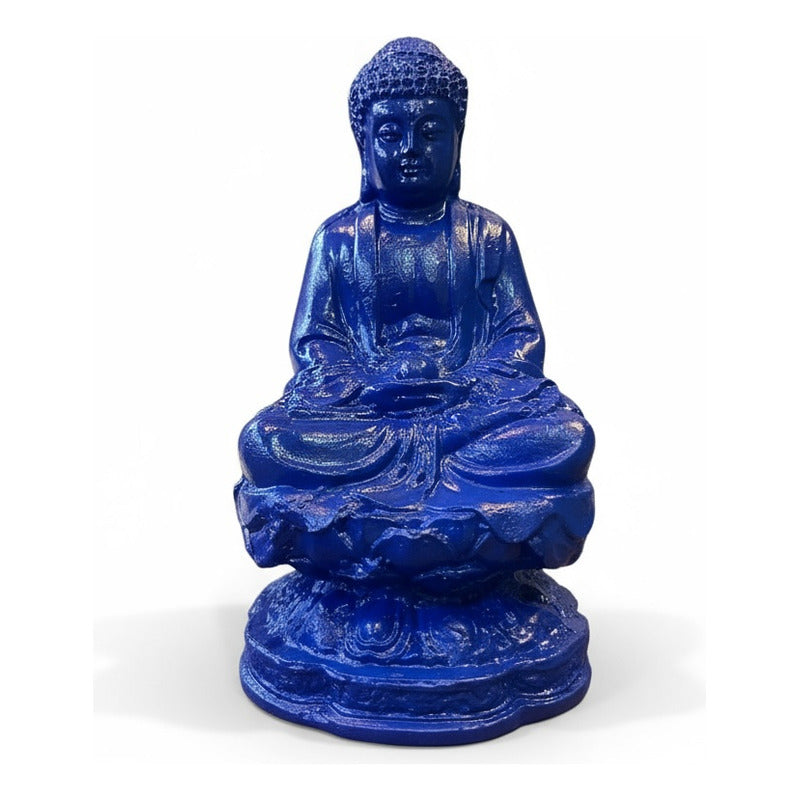 Buda Azul 10cm Figura De Resina. Azul