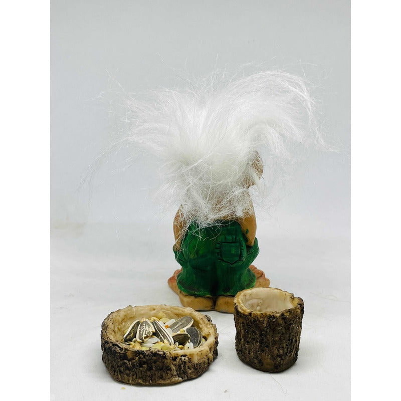 Troll Bondad + Comedero 9cm Figura De Resina Nacional Verde