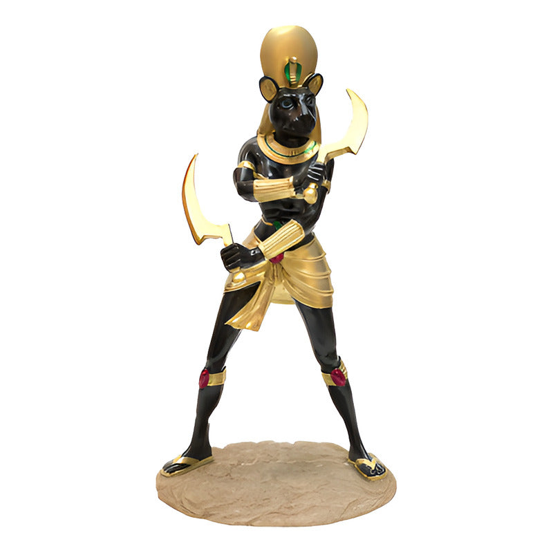 Sejmet  Sekhmet Figura Resina Nacional 27 Cm Negro Y Dorado