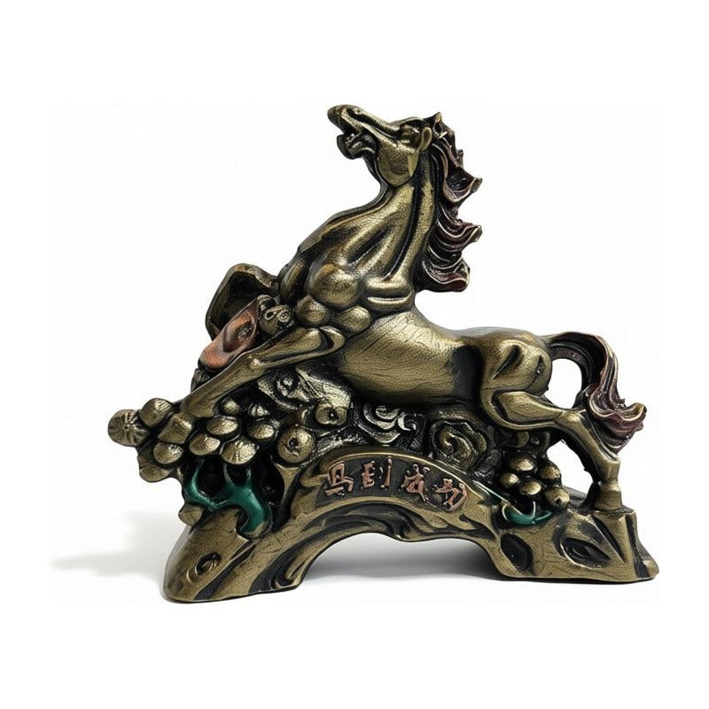 Caballo Del Año Chino Figura De Resina 6.5x8x2.5cm Dorado