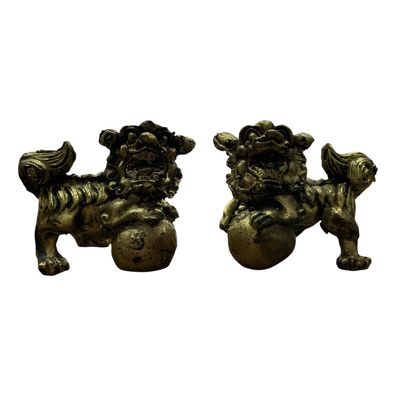Figura De Resina De Los Perros Fu Protección Para Feng Shui Dorado