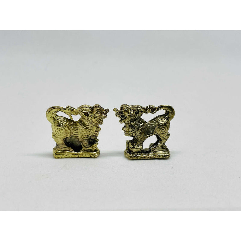 Perros Fu Par En Metal Dorado Pequeños Dorado