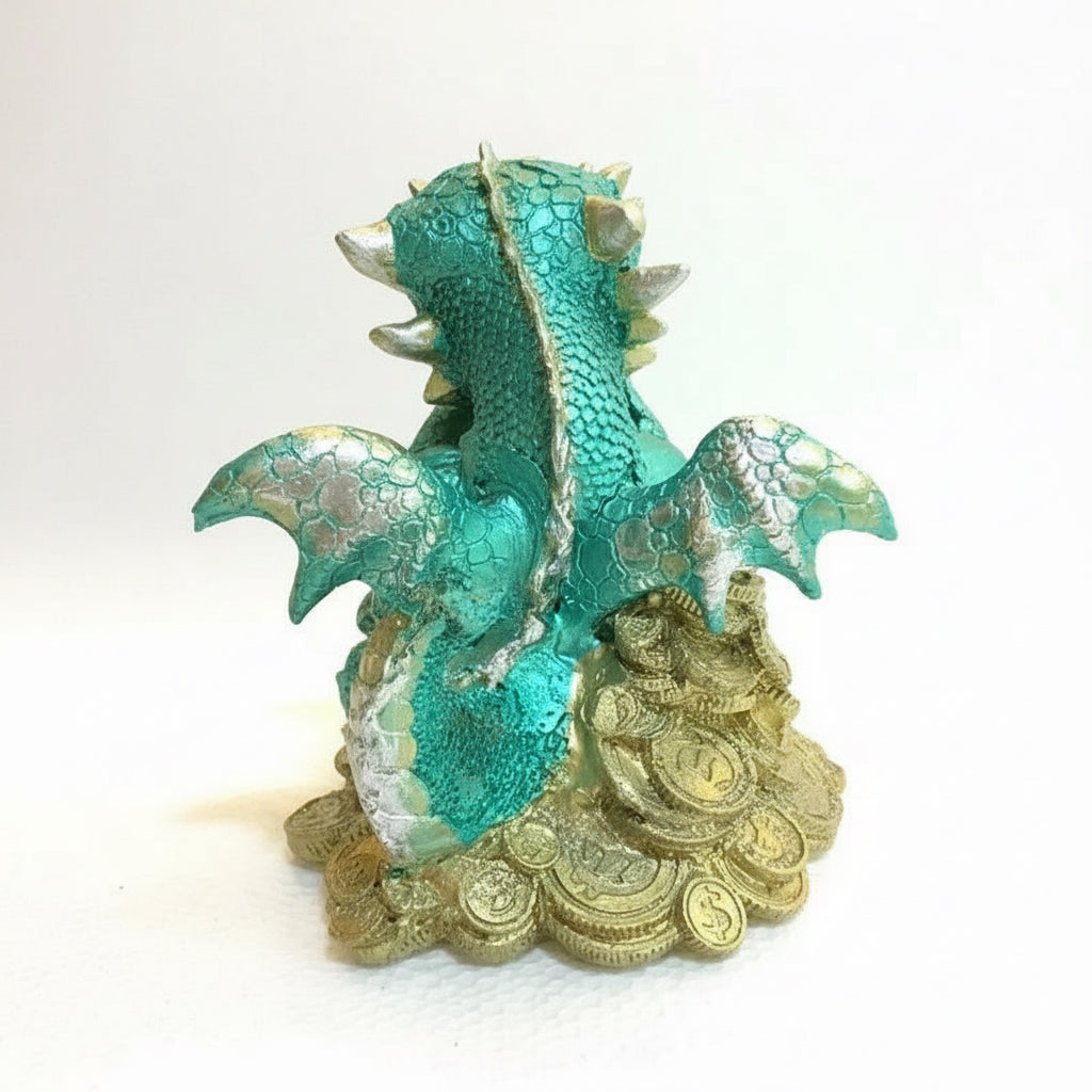 Dragón Tipo Bebe Resina 14.5 Cm Nacional Pintado A Mano.