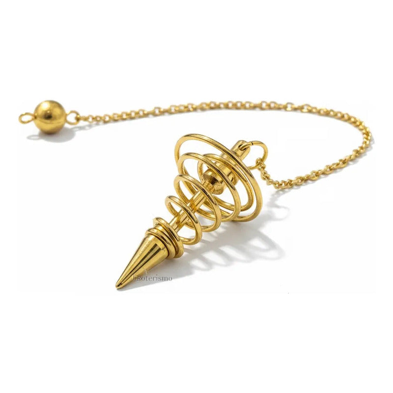 Pendulo Testigo Laton Varios Modelos Radiestesia Reiki Espiral Dorado