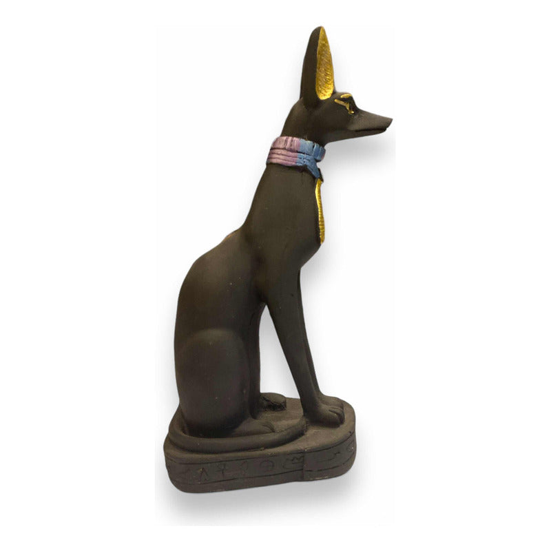 Anubis Echado Figura De Resina 20cm Negrob