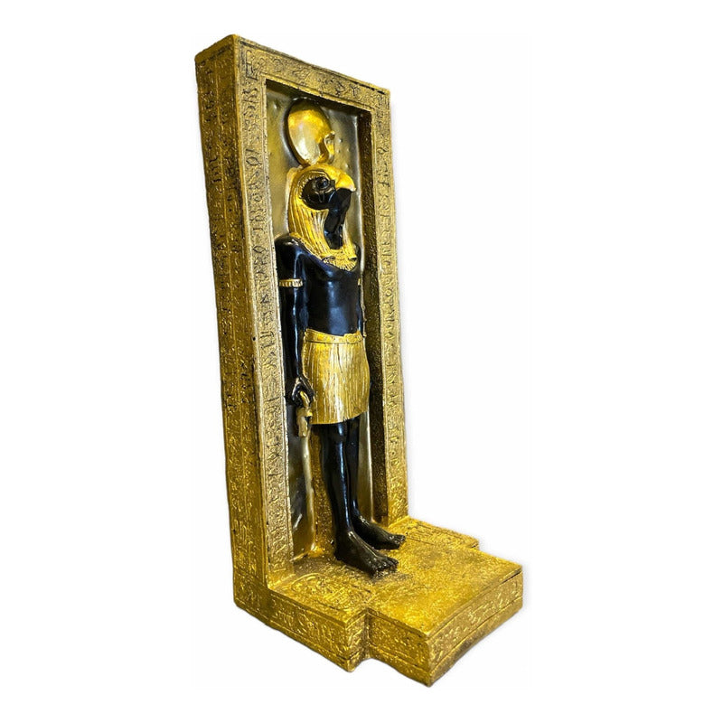 Horus Portal Dios Egipcio 23x9x9.5cm Escultura Dorado Oscuro