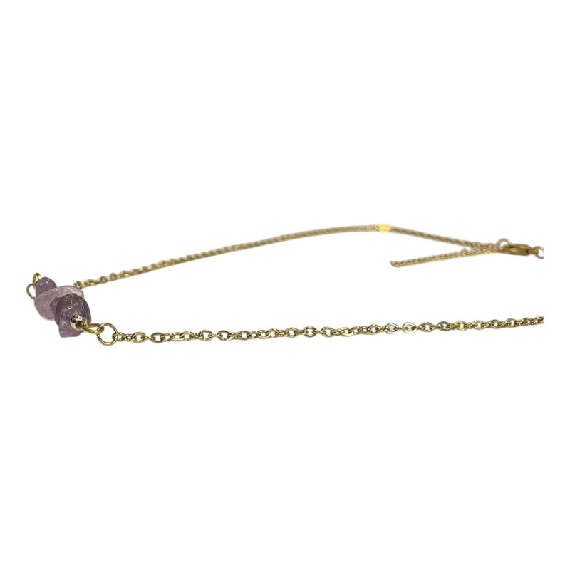 Collar Aquíje Pedra Cuarzo Dorado 45 Cm