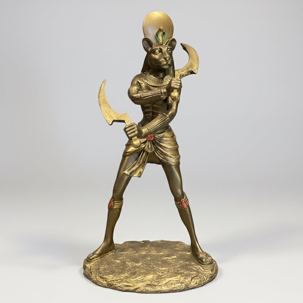 Sejmet Egipcio Figura De Resina 27cm Alto Tipo Bronce Tipo Bronce