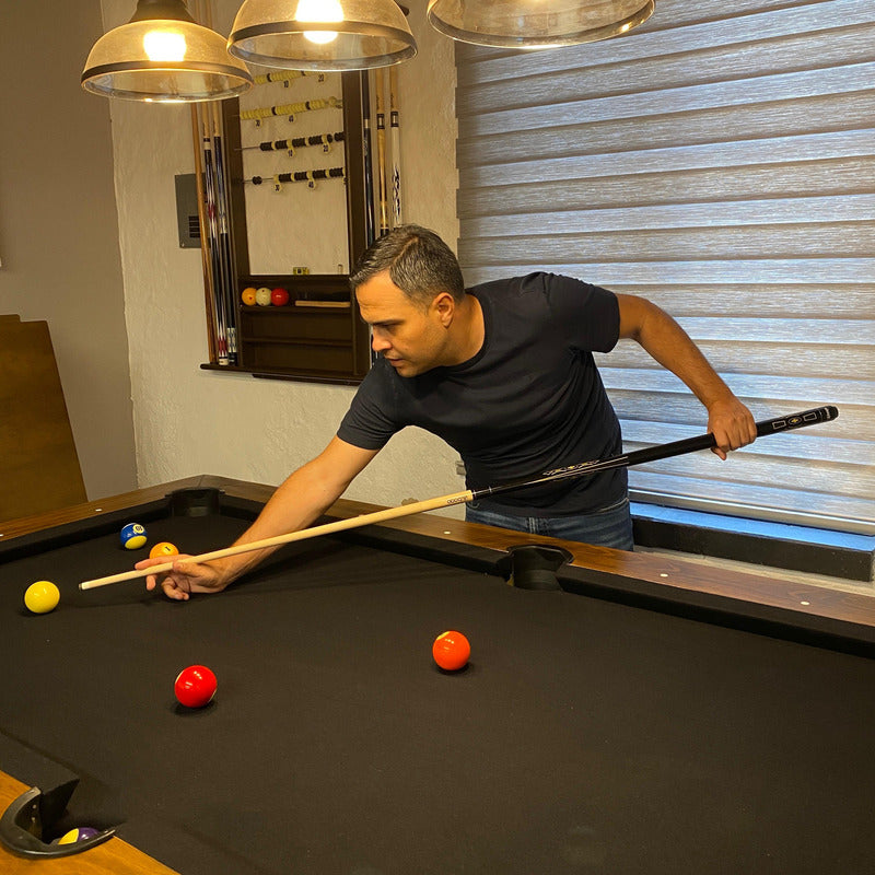 Taco De Billar Desarmable Negro con Dorado + Guante De Regalo