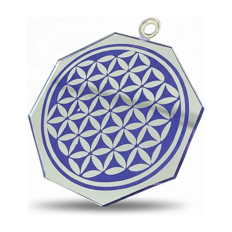 Espejo Octagonal Flor De La Vida 9cm Morado