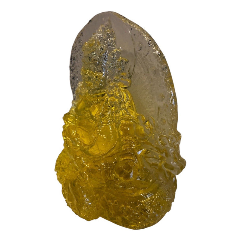 Dzambhala De La Prosperidad Buda En Resina Cristal 12cm Amarillo