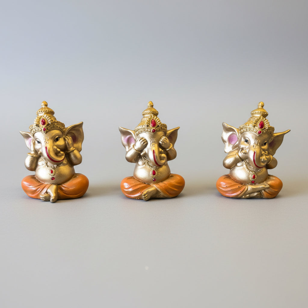 Juego De 3 Ganesh 10cm
