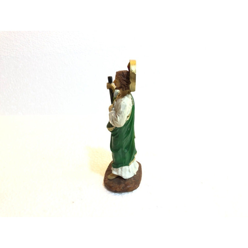 Figura San Judas Tadeo Resina 12.5cm Verde Con Blanco