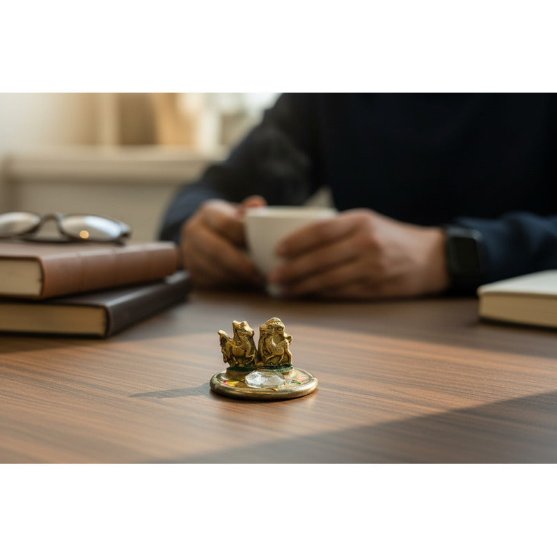 Caballo Año Chino En Argolla Y Cabra 3cm Alt 4.5cm Diametro Dorado