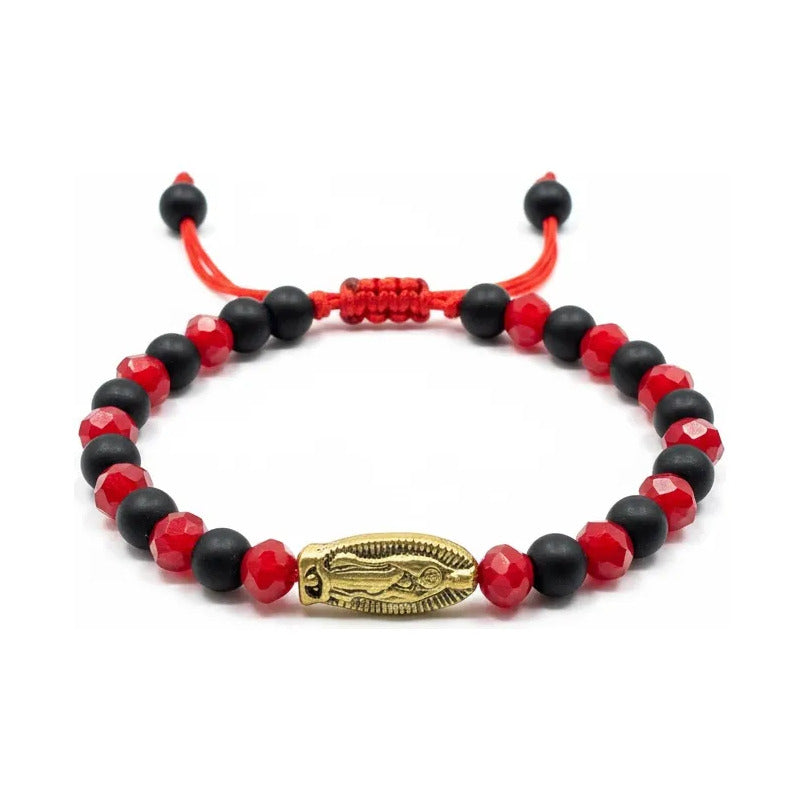 Pulsera Virgen De Guadalupe Hilo Rojo Ajustable 7 Cm