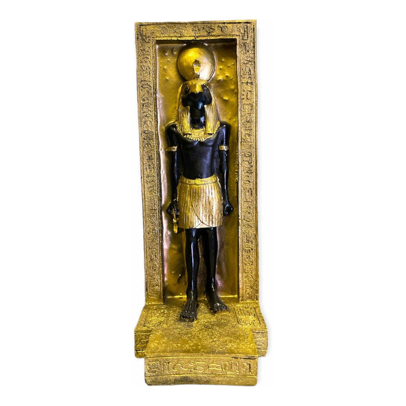 Horus Portal Dios Egipcio 23x9x9.5cm Escultura Dorado Oscuro