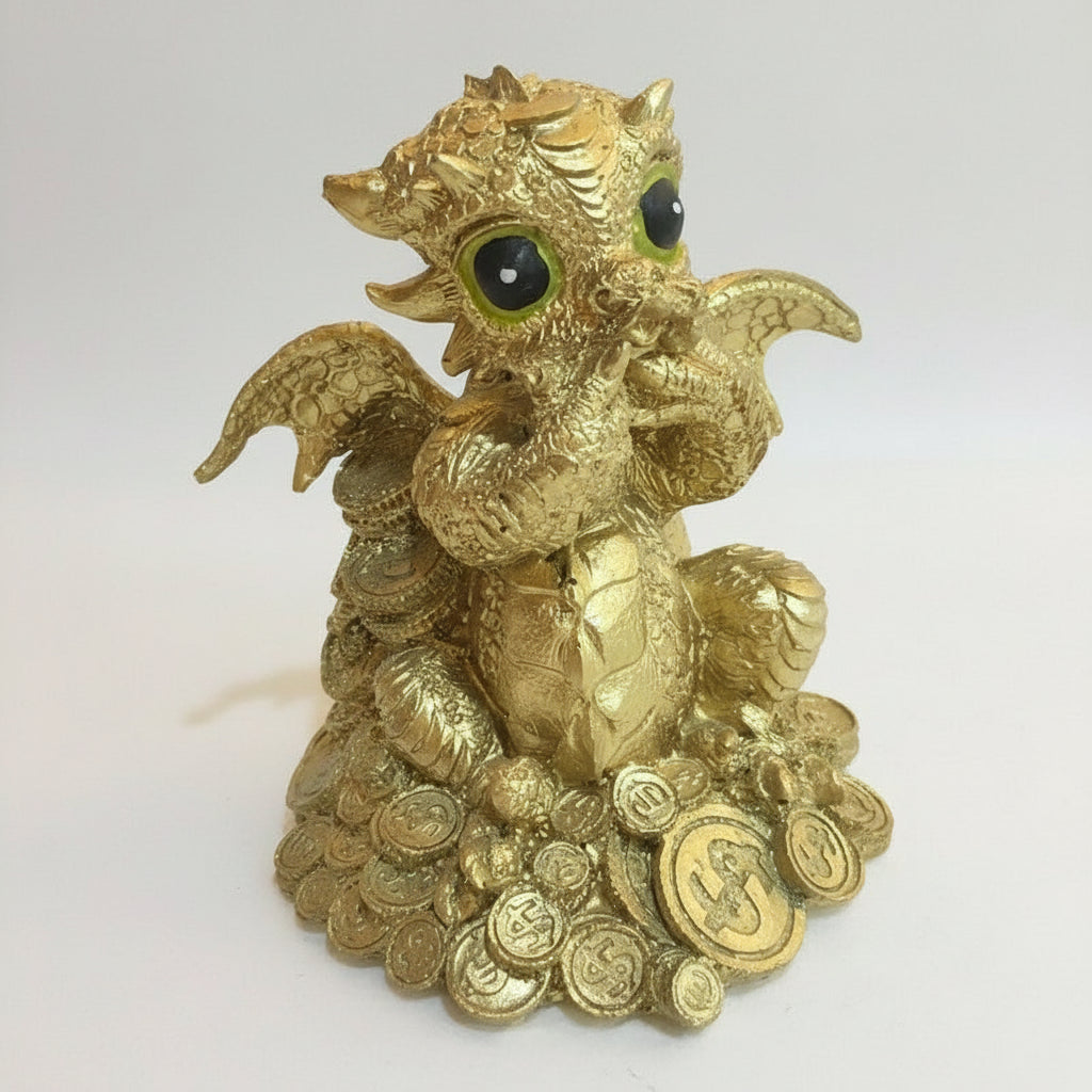 Dragón Tipo Bebe Resina 14.5 Cm Nacional Pintado A Mano.