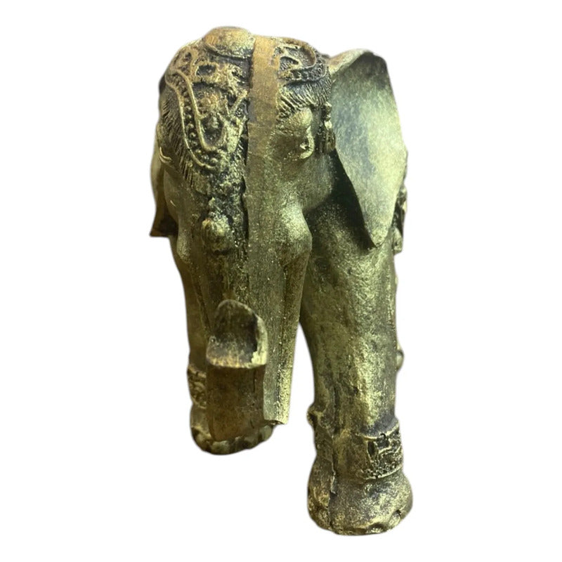 Figura Elefante Hindú Dorado Decoración Suerte 10cm Dorado Oscuro