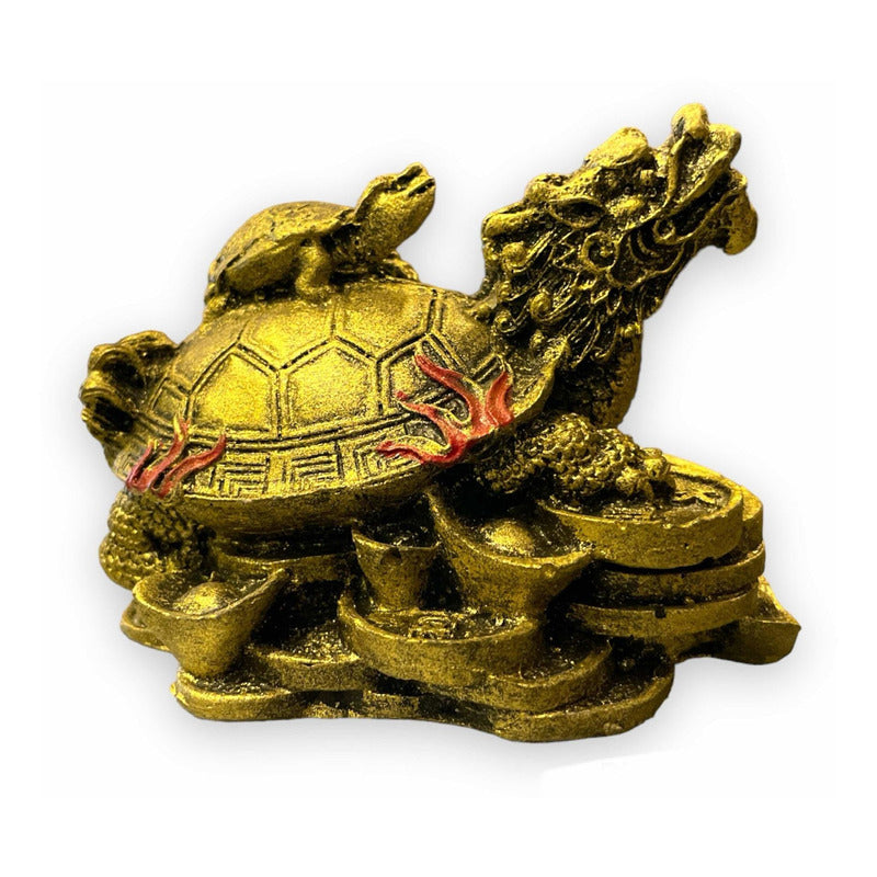 Tortuga Dragón Resina Guardián De La Riqueza Nacional 4cm Dorado