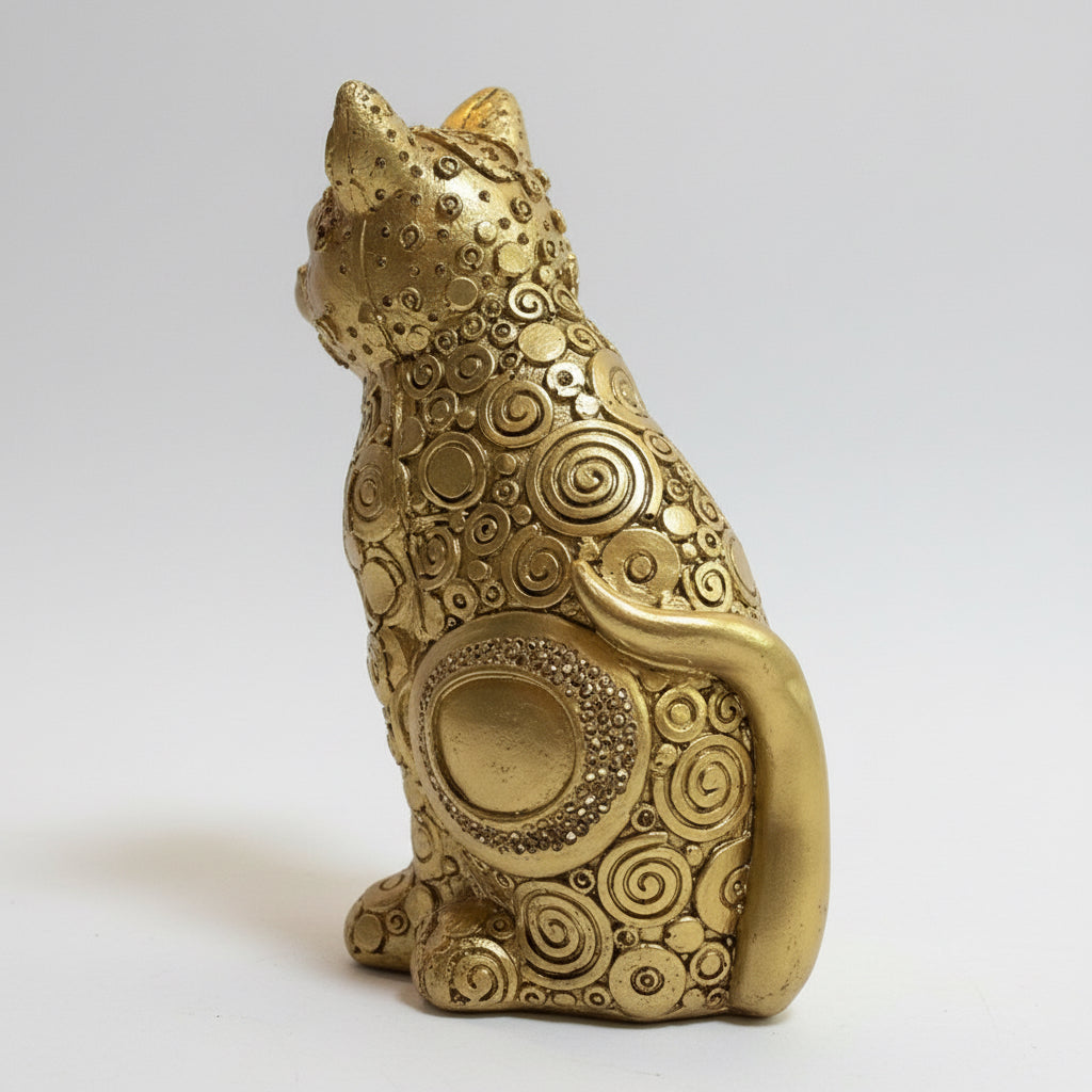 Gato De La Suerte Resina Dorado 17 Cm