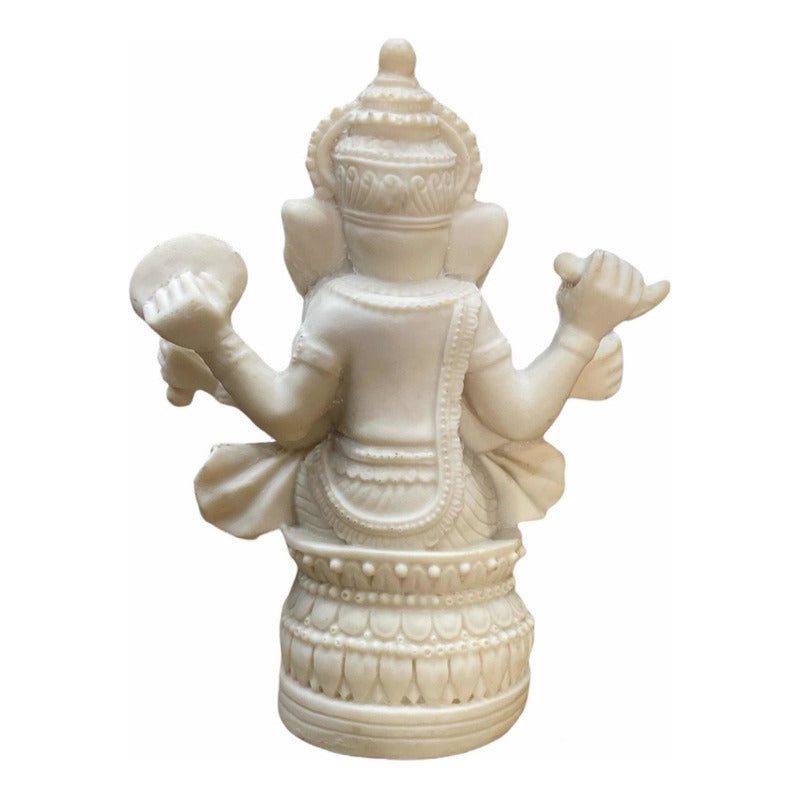 Ganesh Blanco Figura Resina Nacional 12cm Alto Blanco