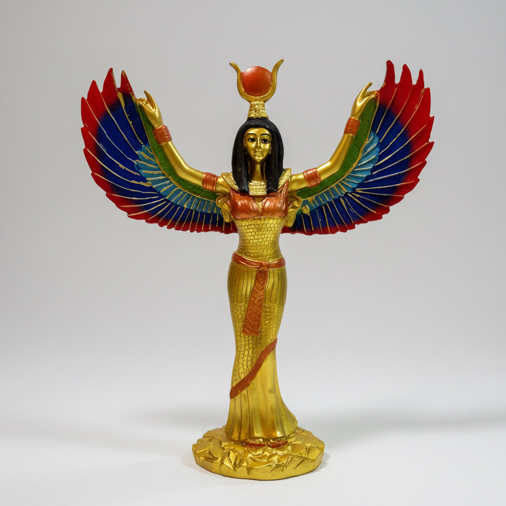 Isis Diosa Ast Egipcia Resina Nacional Pintada A Mano 28 Cm Oro