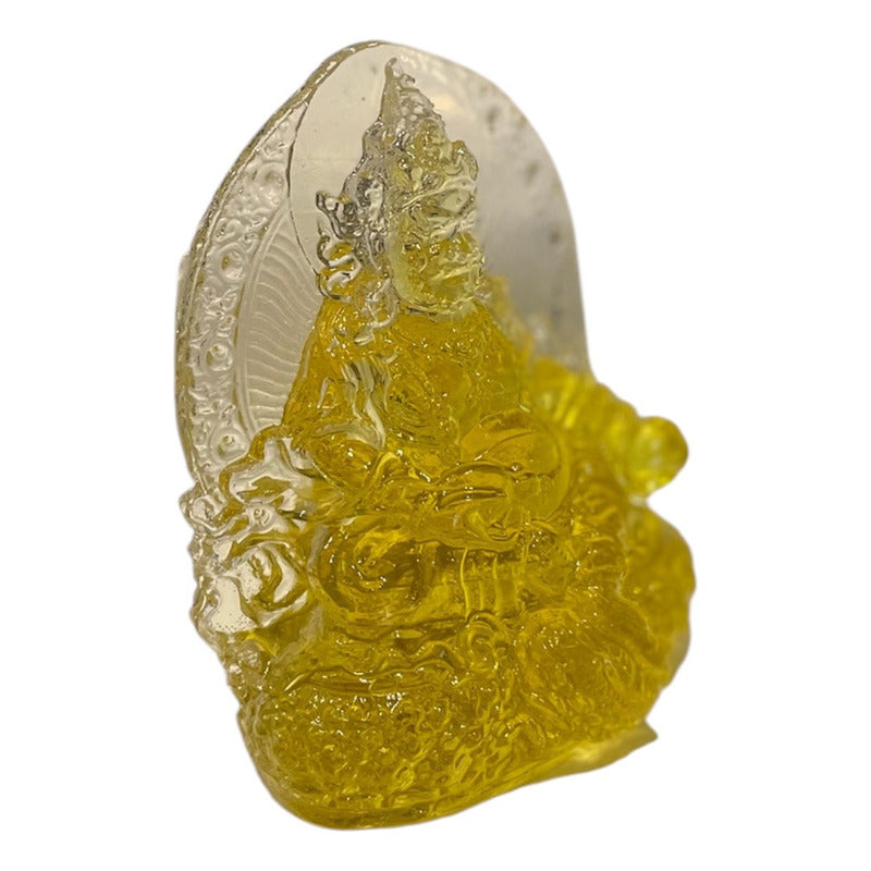 Dzambhala De La Prosperidad Buda En Resina Cristal 12cm Amarillo