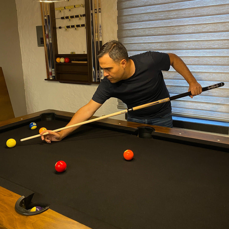 Taco de Billar Desarmable Negro con Amarillo + Guante De Regalo