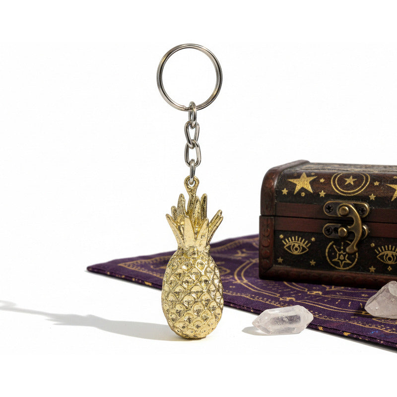 Piña Dorada Llavero De Metal Para El Feng Shui De 4 Cm Alto Dorado
